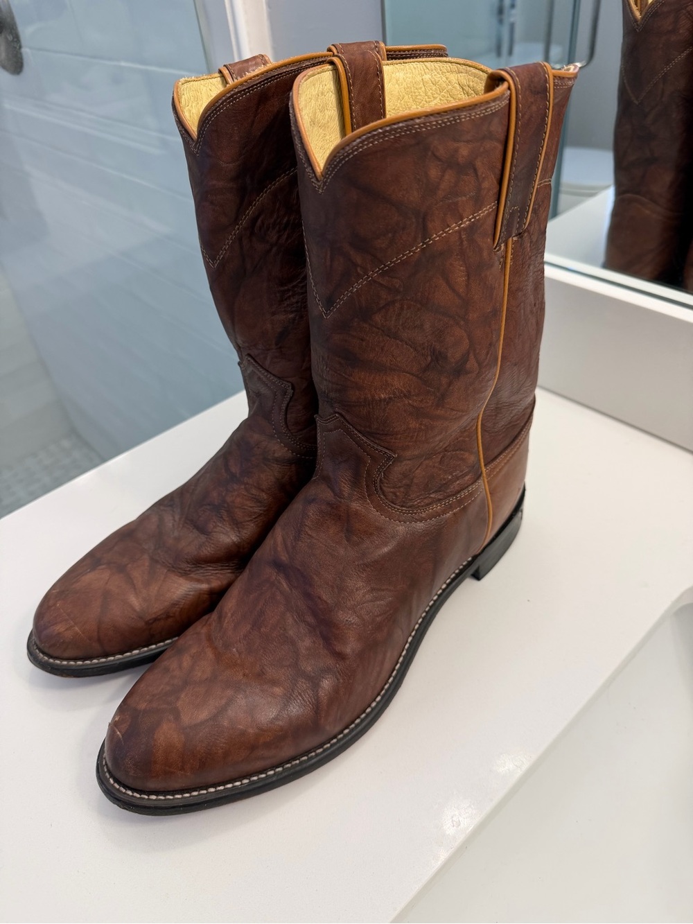 Justin Boots Chestnut Brown 10" Roper Western Boots
